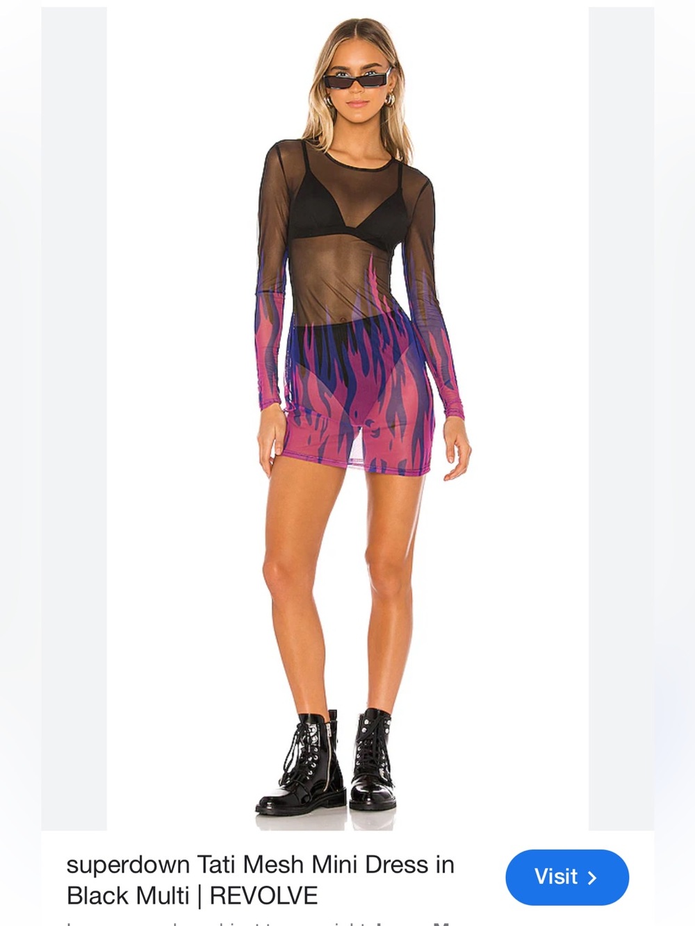 Superdown Black Multi Tati Mesh Mini Dress